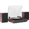 Audizio RP325W - Platino Vinile Retro Noce Nero con Altoparlanti Integrati (60W), BT Wireless Bidirezionale, 33/45/78 Giri, Cappuccio Rimovibile, Lettore Vinile All-in-One