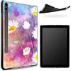 BWEGRHE Progettata per Samsung Galaxy Tab S6 10,5 2019 SM - T860/T865, retro in gomma TPU opaca con margherite naturali acquerello, cover protettiva sottile in gomma morbida silicone antiurto con supporto S