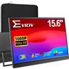 EVICIV Monitor portatile a 15,6 pollici 1080P con il caso per il computer | 125% sRGB FHD, 350Nit 3000:1 CR, IPS Eye Care Screen, VESA e cavalletto, USB-C/Mini HDMI, secondo display da viaggio