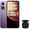 Xiaomi REDMI 17C 5G 4+128GB, viola, con cuffie nere | Batteria da 6000 mAh, display LCD immersivo da 6,9 pollici con sistema di fotocamera da 120 Hz, 50 MP