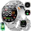 LIGE GPS Smartwatch Uomo Militare, Batteria 1400mAh, Display HD 1,7, Torcia LED, Chiamate Bluetooth, 110+ Modalità Sportive, IP68 Waterproof, Smart Watch for Android iOS, 2 Cinturini, Argento