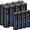 CITYORK 12 batterie ricaricabili AA da 1,2 V, 8 batterie ricaricabili AA da 3000 mAh e 4 batterie ricaricabili AAA da 1100 mAh