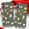 Knrlqim Natale Cover per iPhone 11 6,1, Gatto Aesthetic Pattern Natalizia Custodia, Natalizie Disegno Motivo, TPU Antiurto Silicone Morbido Christmas Case Custodie per iPhone11, Verde