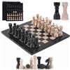 SPESHSTONES Scacchiera in marmo per adulti, 30,5 cm, realizzata a mano in nero e travertino, con scatola portaoggetti, ideale per i viaggi, con 32 pezzi e 2 regine extra