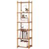 YGYQZ Libreria a 6 ripiani, alta e stretta, in legno, aperta e autoportante, per camera da letto, soggiorno, 40 x 30 x 160 cm, marrone rustico