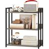 HOMASIS Libreria Scaffale Multiusa a 3/5 Ripiani Regolabili, Libreria Industriale da Terra con Dispositivo Anti-Ribaltamento, Scaffale Angolare da Soggiorno, Studio, Cucina (Grigio, 70 x 35 x 81 cm)
