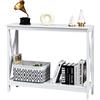 LIFEZEAL Tavolo Console a 2 Livelli, Tavolo Consolle in Legno, Tavolo d'Ingresso, Salvaspazio, per Corridoio, Soggiorno, Antiribaltamento, Montaggio Semplice, Peso Max 50kg, 100x30x80cm (bianco)