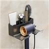 OWKAY Porta phon da parete Mensola da bagno senza foratura Porta phon in plastica Organizer da bagno grigio