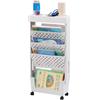 DOEWORKS Libreria Piccolo Scaffale per Libri Carrello Portaoggetti Libreria | 5 Livelli Carrello con Ruote per Soggiorno Biblioteca Camera da Letto Studio Aula Ufficio, Bianco