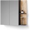 Livinity Mobiletto a specchio Ronco, Antracite/Rovere dorato 80 x 75 cm | 2 Ante · 3 scomparti · Ampia superficie a specchio · Cosmetici & cura · Sopra il lavabo