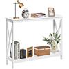 GIANTEX Tavolino Consolle da Divano, a 2/3 Ripiani, Stuttura a X, Portata di 50 kg, Compatto per Salvaspazio, Ideale per Camera, Soggiorno, Ingresso, 4 Colori (Bianco, 100x30x80cm)