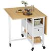 YITAHOME Tavolo da pranzo pieghevole, mobile con 6 ruote e cassetti, per piccoli spazi, cucina, sala da pranzo, rovere giallo e bianco