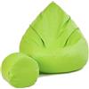 Slevobox Pouf Poltrona Sacco con Poggiapiedi Verde Chiaro 95x95x120 cm - Poltrona Pouf Sacco XXL da Interno in Ecopelle - Morbido e Confortevole - Bean Bag per Adulti e Bambini - Mobili per Soggiorno