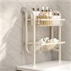 KJHWYXD Mensola Doccia Senza Foratura, Porta Shampoo Doccia Da Terra Stretto | Portasapone Doccia Da Appoggio, Grande Capacità Scaffale Bagno In Acciaio Al Carbonio, Per Bagno Cucina, Con Ganci