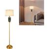 Mengjay Lampada da Terra per Soggiorno, E27 Lampada Piantana ceramica Elegante, Lampada a Stelo Moderna per Decorazione, Camera da Letto, Salotto, Ufficio, Paralume in lino (B)
