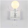 Mengjay Humanoid Creativo Vintage Lampada da Parete Industriale Retro Applique da Parete Lampada a Muro Supporto in Ferro Art Deco E27 per Bar, Camera da Letto, Cucina, Ristorante, caffè, Corridoio(Bianca)