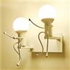 Mengjay Lampada da parete umanoide creativa E27 220-240V luce interna decorativa | Arte ferro premium, montaggio parete facile, ampio uso, telaio metallico robusto, lunga durata, stile personalizzabile