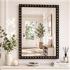 Muzilife Specchio da parete rettangolare rustico con cornice in legno | 61 x 81 cm Specchio da parete decorativo in legno massello per camera da letto, bagno, soggiorno, corridoio, onda nera