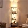 RELAX4LIFE Lampada da Terra Angolare con 3 Ripiani, Luci LED Dimmerabili, 3 Pali di Illuminazione 360°, Interruttore a Pedale, per Salotto e Ufficio (30 x 30 x 159 cm, Strisce LED+Paralume)