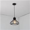 Mengjay Lampada a sospensione industriale nera gabbia metallica E27 per interni | Telaio in ferro robusto, gabbia aperta, stile vintage, per sala da pranzo, bar, corridoio, ingresso, camera, isola cucina
