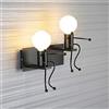 Mengjay Lampada da parete umanoide creativa E27 220-240V luce interna decorativa | Arte ferro premium, montaggio parete facile, ampio uso, telaio metallico robusto, lunga durata, stile personalizzabile