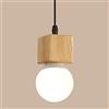 Mengjay Lampada a sospensione legno naturale E27 Lampada soffitto per interno | Base in legno massello | Cavo 1m | Ideale per cucina, sala pranzo, camera, corridoio | E27, max 60W | Lampadina non inclusa