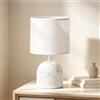 Aigostar - Lampada da Comodino, Moderna Lampada da Tavolo | Base in Ceramica Paralume in Stoffa, Attacco E14, 13 * 13 * 26 cm Cavo 1.3 Metri, Design Vintage.