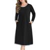 Sopesil Camicia da Notte Donna Lunga Manica Pigiama S-3XL | Bottoni Premaman Maniche Lunghe Bottoni Allentati Vestaglia Notte Elegante in Morbido con Fiocco Vestibilità Ampia