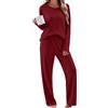 Ekouaer Set Pigiama Donna Maniche Lunghe Maglia Costine Morbido Homewear | Elasticizzato, Micro-Pile, Pigiama Pantaloni con Tasche e Coulisse, Set Autunno Inverno