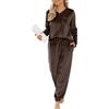 Vlazom Pigiama Donna Flanella Pigiami Due Pezzi A Maniche Lunghe Invernali | Flanella Morbida e Calda, Tasca Petto Pratica, Scollo a V Elegante, Disponibile in Più Colori Tinta Unita