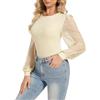 SHAPERIN Donna Body Manica a Sbuffo Eleganti Top con Scollo Quadrato Blusa | Mesh Blusa Maniche Lanterna Bodysuit Maniche Lunghe Camicetta in Rete Maglietta Donna Elegante Festa Club Ufficio