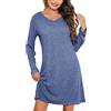 Lovasy Camicia da Notte Donna Inverno Camicia da Notte a Maniche Lunghe | in Maglia a Coste Sottoveste Caldo con Scollo a V Morbido Pigiama Lungo Vestaglie per Casa e Casuale