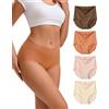 INNERSY Slip Donna Senza Cuciture Vita Alta Mutande Invisibile Pacco da 4 | Intimo Microfibra, Cavallo 100% Cotone, Culotte Invisibili Setose, Mutandine Leggere, Senza Etichetta, Asciugatura Rapida