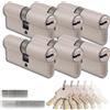Generico Set da 6 Cilindri per Serrature in Ottone 30/35mm, Cilindro a Doppia Serratura, Chiave Unica, Chiavi e Viti Incluse, Facili da Montare, per Porte e Garage, Lunghezza 65mm
