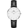Daniel Wellington Petite Sheffield - Orologio da donna in pelle, 32 mm, colore: Nero/Argento