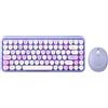 Merkloos Tastiera e mouse wireless - Tastiera retrò - 2,4 GHz - Rosa - Layout spagnolo QWERTY