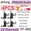 BAOFENG 4PCS Pofung PT88E PMR446 Walkie Talkie 446.00625-446.19375MHz 1500mAh 16CH VOX Scanner Caricatore USB-C Walkie Talkie Baofeng