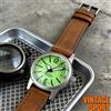 tandorio Full Green Lume Tandorio Militare 36mm Vetro zaffiro retrò 100m Impermeabile NH35A Movimento automatico con data Orologio da uomo in pelle
