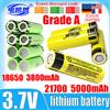 DIANKAISHOU 2-400 Pezzi Nuove Batterie agli Ioni di Litio 3.7V 18650 3800mAh 21700 5000mAh 3C 12A 15A per Alimentazione Torcia Potente Fai-da-te, a Testa Piatta