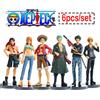 Bandai Set di 6 Statuette Anime One Piece, Monkey D. Luffy, Roronoa Zoro, Sanji, Modelli d'Azione in PVC, Ornamenti da Scrivania, Giocattoli da Collezione, Regali