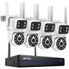 ANNKE Kit Sistema di Sicurezza ANNKE con Telecamera WiFi a Doppia Lente 4MP, Set Registratore NVR Wireless 16CH, Sistema di Videosorveglianza CCTV