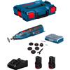 BOSCH Professional Utensile Multifunzione BOSCH GRO 12V-35 (2 x 2,0 Ah + GAL12V-40 + L-Boxx 102 + Accessori)