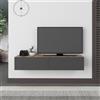 EffeZeta Mobile porta TV sospeso Francy rovere antracite ante a ribalta 135x31.7x25 cm.