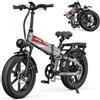 LIRKAN Bicicletta elettrica da uomo, 20 pollici, pieghevole, con batteria | Bicicletta elettrica pieghevole, portata 100-130 km, freni a disco idraulici, sospensione completa, bicicletta elettrica a 7