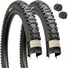 ECOVELO ECOVELÒ 2 Copertoni MTB 26x1.95 (50-559) + 2 Camere d'Aria, Pneumatici Tassellati per Mountain Bike, Gomme Bici 26 Pollici Nero