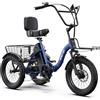 Pudari Triciclo elettrico RH30,motore brushless,batteria rimovibile da 48V e 15 Ah | Pneumatici antiscivolo e resistenti all'usura da 18*3,0 pollici, freni a disco meccanici, forcella anteriore ammortizzata