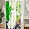 Uiiooazy Tenda Doccia Antimuffa 120x180cm Spa Bambù Zen Pietra Nero Grigio | Tenda da Doccia Foglie Verde Giapponese Orchidea Impermeabile Tessuto in Poliestere Lavabile per Vasca da Bagno con 8 Anelli