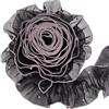 GORGECRAFT Nastro In Organza Plissettato Da 4.5,5cm con Volant di Perle Passamaneria Arricciata Bordo Rosa Perline di Chiffon Nero Tessuto per Cucito Artigianato per Matrimoni Confezionamento di Fiori