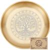CREATCABIN Piatto RitualeAlbero Della Ciotola Piatta Acciaio Inossidabile | Vassoio Rotondo Ciotola per Preghiere Offerte Portacandele Portagioie Bruciatore Incenso per Purificazione Meditazione 14cm