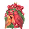 Krebs Glas Lauscha - Decorazione natalizia/decorazione per albero di Natale in vetro - Corona di Natale con 2 cardinali - Dimensioni: circa 9 cm
